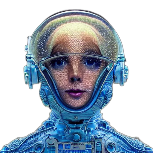 robot, face, mask, concept art, cyberpunk, 3d render, photorealistic, outer space transparent PNG cut-out