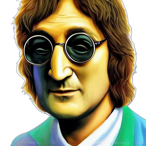 face, jacket, cartoon, photorealistic, comic book art, concept art, john, lennon transparent PNG cut-out