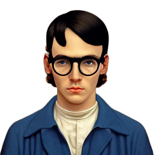 face, jacket, staff, photorealistic, cartoon, concept art, pixel art, portrait transparent PNG cut-out