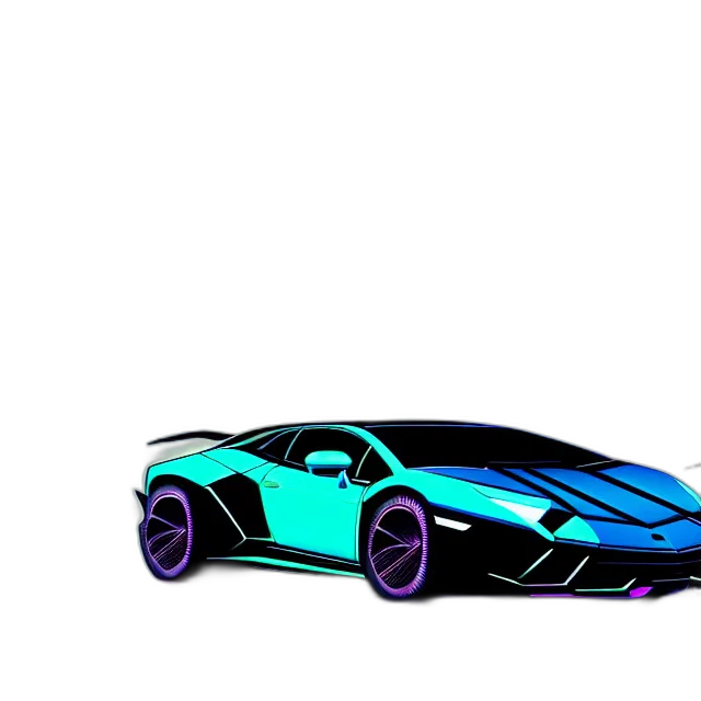 car, concept art, 3d render, vaporwave transparent PNG cut-out