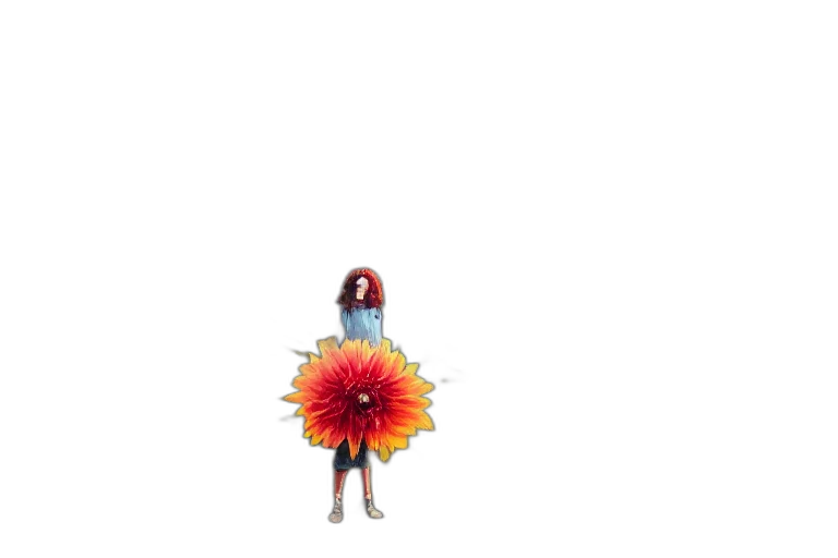 flower, dress, hair, creature, 3d render, concept art, pixel art, watercolor transparent PNG cut-out