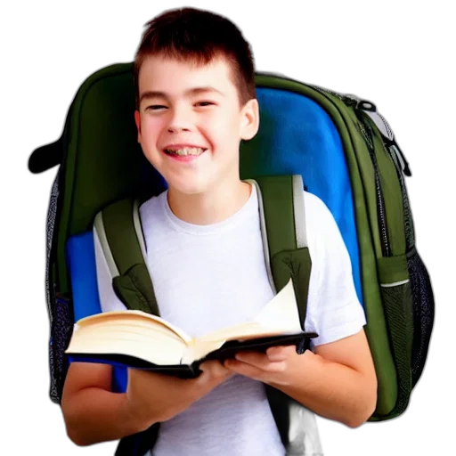 3d render, photorealistic, happy, student transparent PNG cut-out