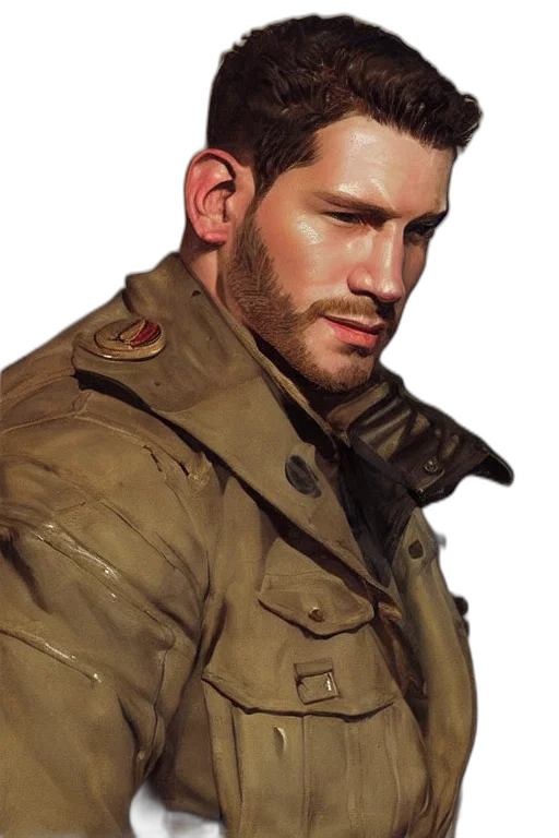 jacket, face, weapon, photorealistic transparent PNG cut-out