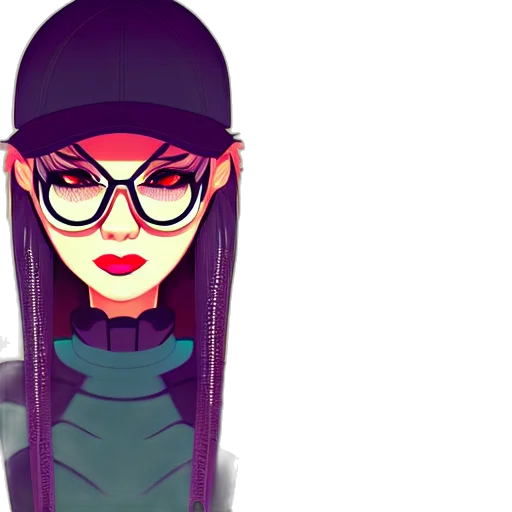 hat, anime, pixel art, cartoon, concept art, neon lights, neon, colorful transparent PNG cut-out