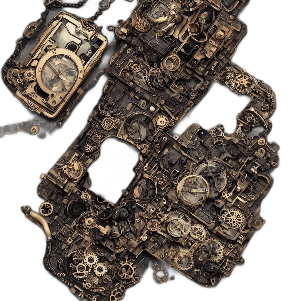jewelry, crown, weapon, sword, 3d render, photorealistic, steampunk, iphone transparent PNG cut-out