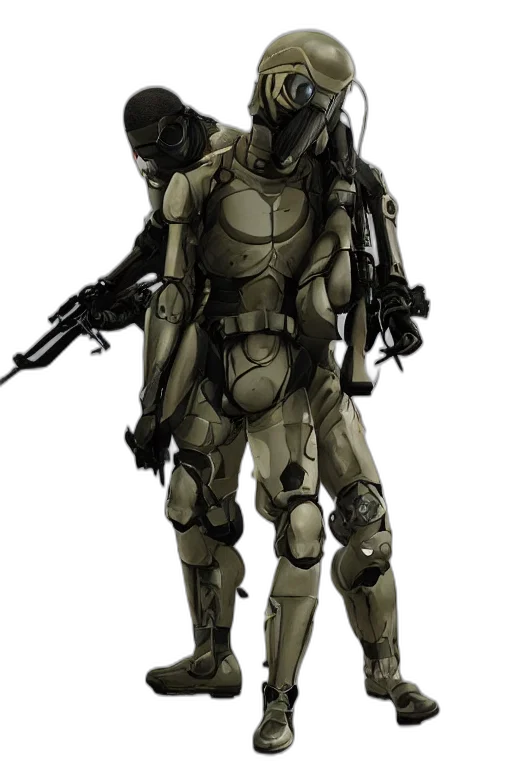 robot, weapon, concept art, 3d render transparent PNG cut-out