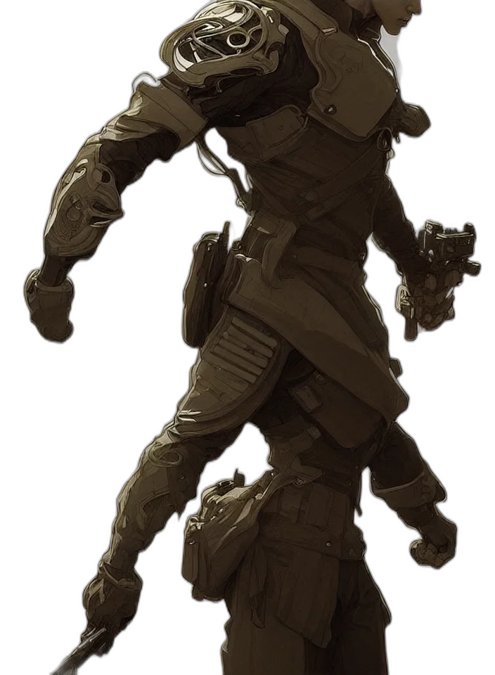robot, weapon, creature, concept art, 3d render, fantasy art, comic book art, earth tones transparent PNG cut-out