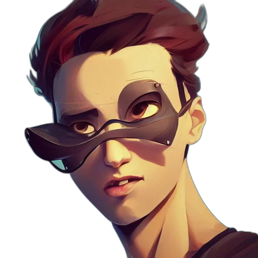 face, mask, concept art, comic book art, cyberpunk, cartoon, dark, neon transparent PNG cut-out