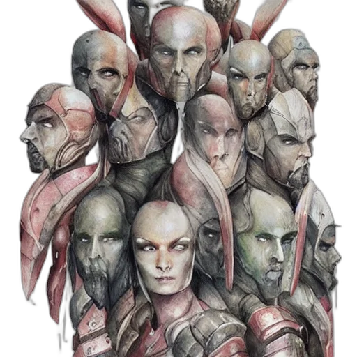 mask, face, concept art, fantasy art, comic book art, watercolor, outer space, red transparent PNG cut-out