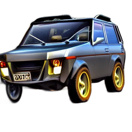 car, 3d render, concept art, photorealistic transparent PNG cut-out