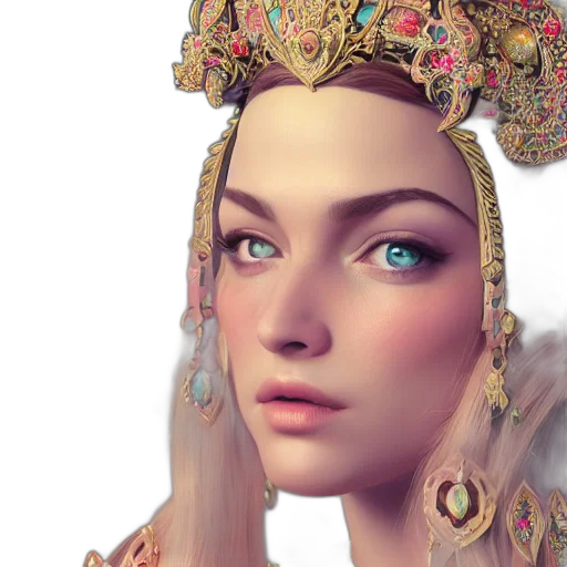 crown, jewelry, face, fantasy art transparent PNG cut-out