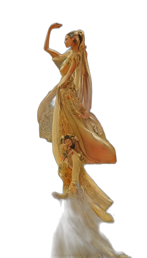 dress, dragon, jewelry, hair transparent PNG cut-out