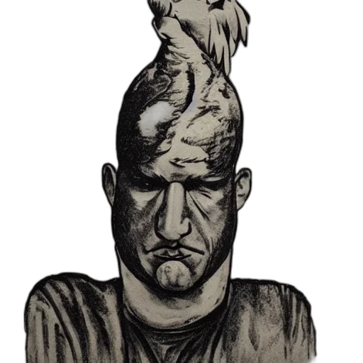 face, mask, staff, creature, concept art, comic book art, fantasy art, photorealistic transparent PNG cut-out