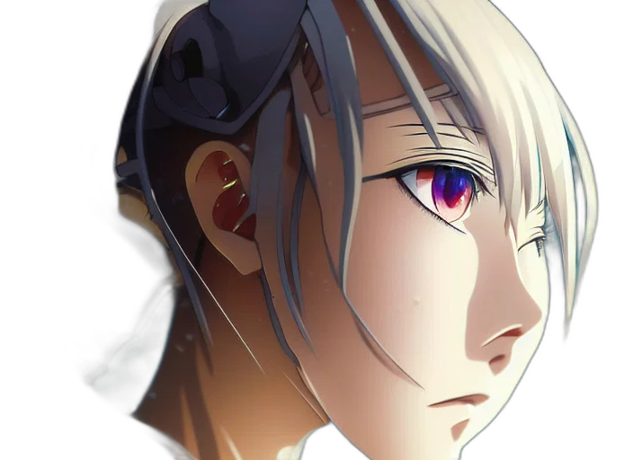 face, mask, robot, crown, anime, photorealistic, 3d render, concept art transparent PNG cut-out