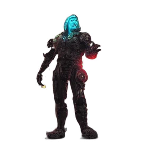 robot, creature, staff, weapon transparent PNG cut-out