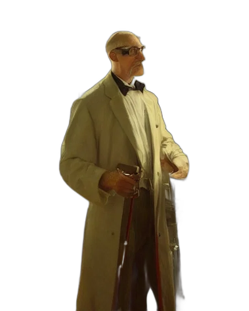 jacket, staff, concept art, 3d render transparent PNG cut-out