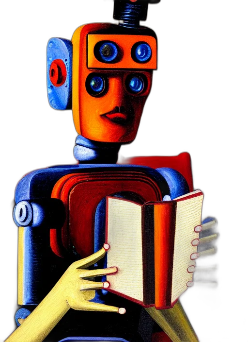 robot, staff, face, comic book art, concept art, 3d render, cartoon, portrait transparent PNG cut-out
