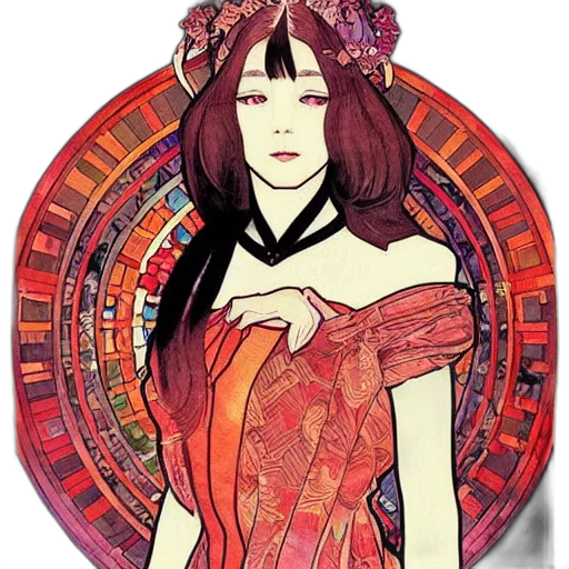 dress, jewelry, fantasy art, anime, pixel art, comic book art, red, colorful transparent PNG cut-out