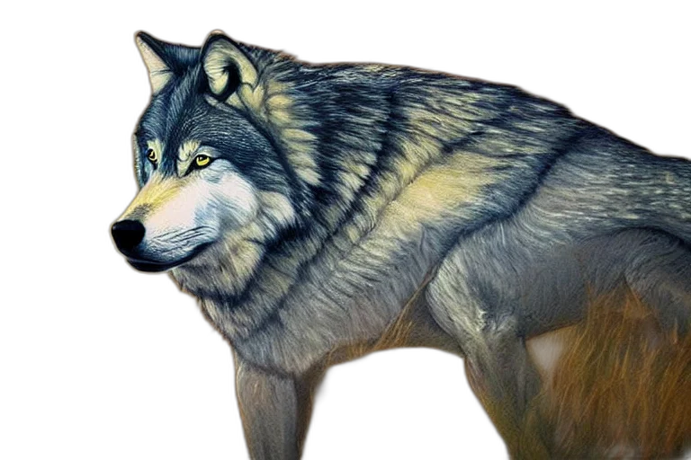 animal, creature, photorealistic, 3d render, concept art, watercolor, wolf, fantasy transparent PNG cut-out