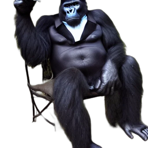 animal, creature, staff, concept art, photorealistic, 3d render, gorilla, wearing transparent PNG cut-out