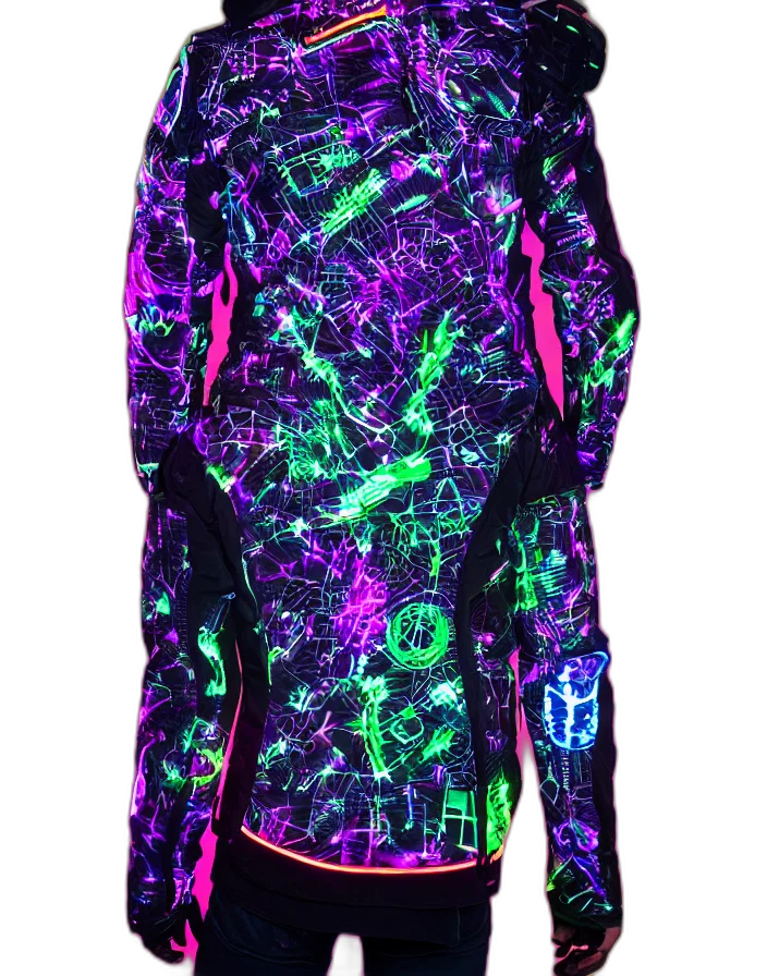 jacket, dress, cyberpunk, vaporwave transparent PNG cut-out