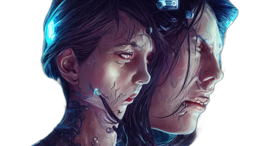 cyberpunk, comic book art, concept art, neon lights transparent PNG cut-out