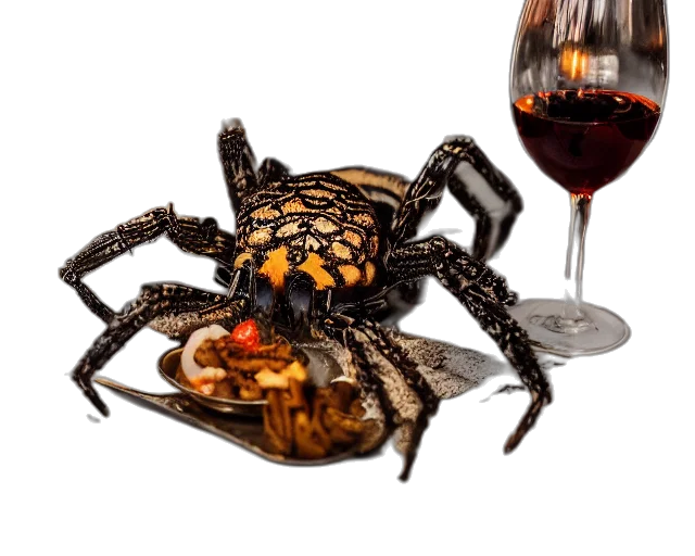 food, animal, creature, 3d render, photography, large, grilled, spider transparent PNG cut-out
