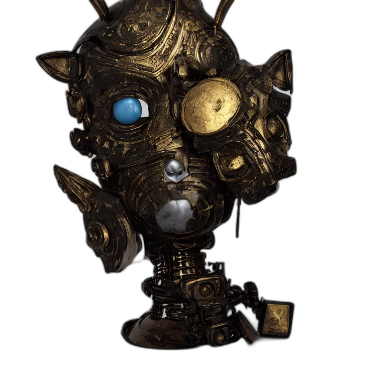 mask, robot, staff, face, concept art, fantasy art, 3d render, octane transparent PNG cut-out
