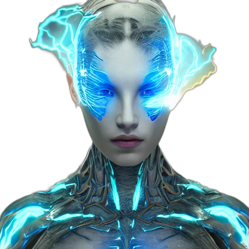 robot, face, mask, jewelry, cyberpunk, concept art, 3d render, fantasy art transparent PNG cut-out