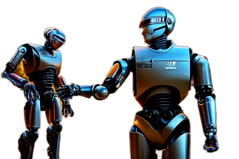 robot, 3d render, concept art, real, life, robocop, ultra, realistic transparent PNG cut-out