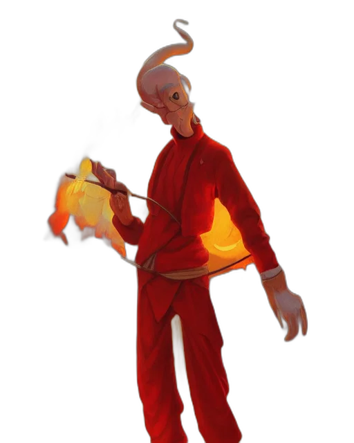 staff, jacket, mask, robot, concept art, 3d render, fantasy art, fire transparent PNG cut-out