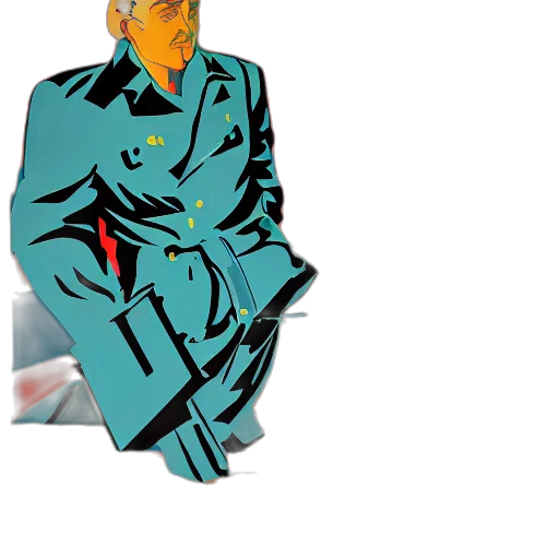 jacket, staff, umbrella, face, cartoon, concept art, comic book art, pixel art transparent PNG cut-out