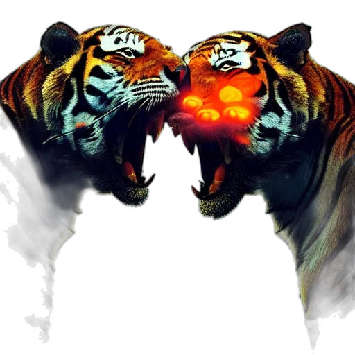 animal, mask, concept art, pixel art, fantasy art, photorealistic, fire, two transparent PNG cut-out