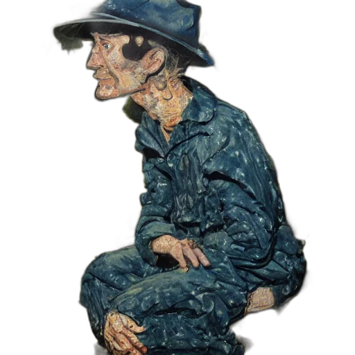 face, hat, staff, jacket transparent PNG cut-out