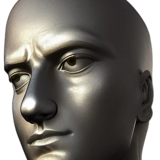 face, mask, crown, robot, 3d render, photorealistic, concept art, oil painting transparent PNG cut-out