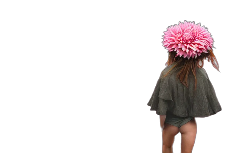 hat, flower, dress, umbrella, 3d render, photorealistic, pastel, earth tones transparent PNG cut-out