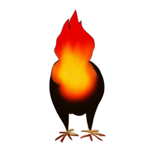 animal, pixel art, 3d render, concept art, photorealistic, fire, chicken, made transparent PNG cut-out