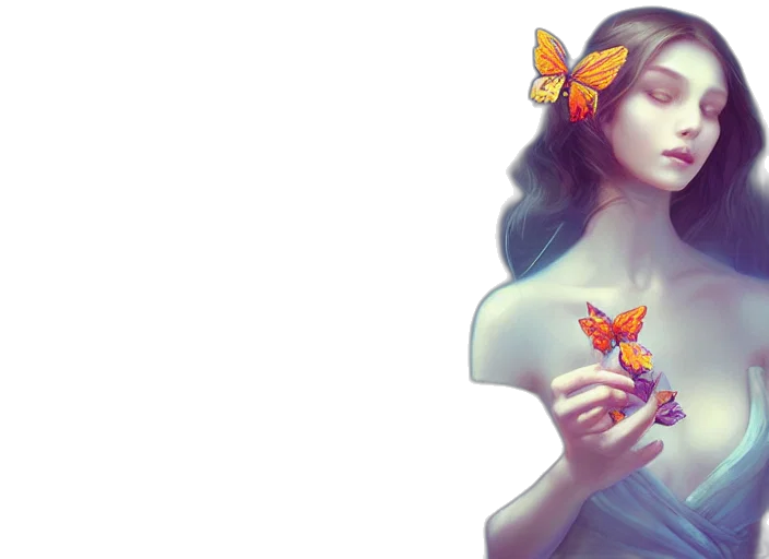 fantasy art, photorealistic, concept art, watercolor, pastel, blue, colorful, golden transparent PNG cut-out
