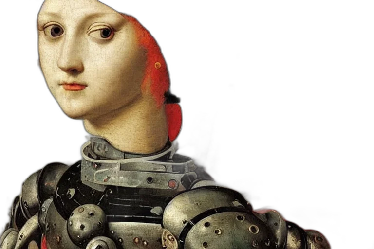 robot, face, dress, sword transparent PNG cut-out