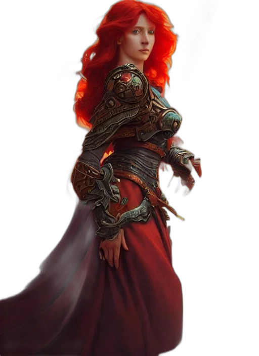 sword, dress, staff, fantasy art transparent PNG cut-out