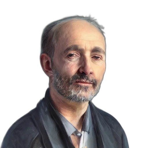 jacket, face, staff, animal, photorealistic, oil painting, concept art, cartoon transparent PNG cut-out
