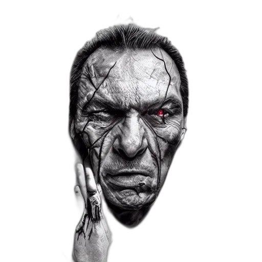 face, mask, staff, photorealistic, comic book art, pencil sketch, concept art, brutalitst transparent PNG cut-out