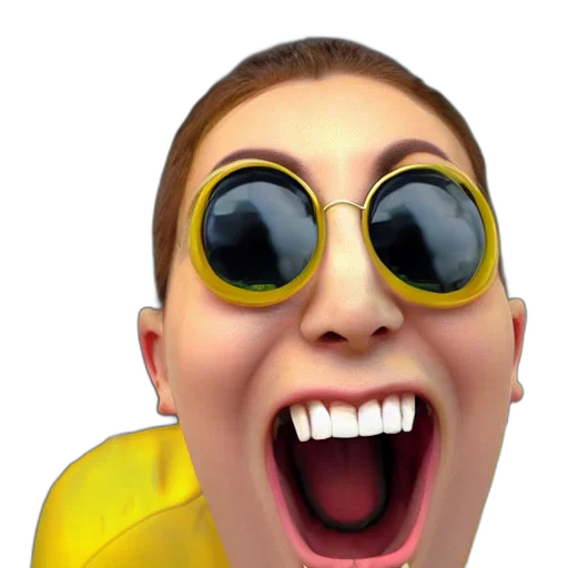 face, staff, mask, 3d render, photorealistic, concept art, cartoon, lemon transparent PNG cut-out