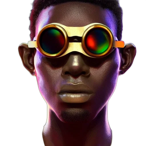 face, mask, robot, 3d render, concept art, cyberpunk, photorealistic, neon transparent PNG cut-out