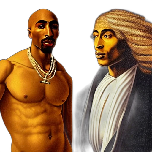 jewelry, concept art, photorealistic, fantasy art, comic book art, classical, portrait, tupac transparent PNG cut-out