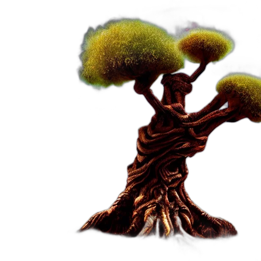 tree, hair, creature, crown, concept art, fantasy art, 3d render, photorealistic transparent PNG cut-out