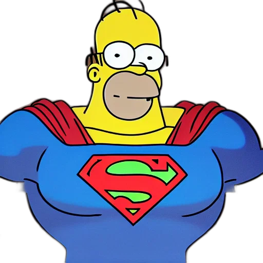 comic book art, cartoon, concept art, film, still, homer, simpson, superman transparent PNG cut-out