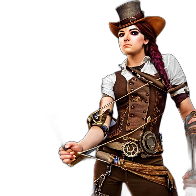 staff, weapon, hat, concept art, fantasy art, 3d render, pixel art, steampunk transparent PNG cut-out