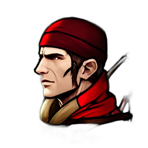 staff, face, hat, fantasy art, pixel art, concept art, comic book art, red transparent PNG cut-out