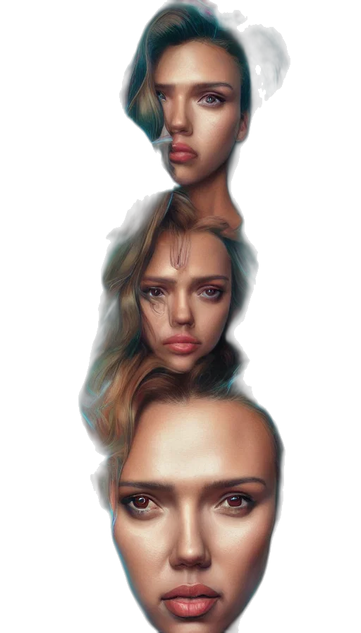 face, mask, hair, crown, photorealistic, concept art, fantasy art, oil painting transparent PNG cut-out